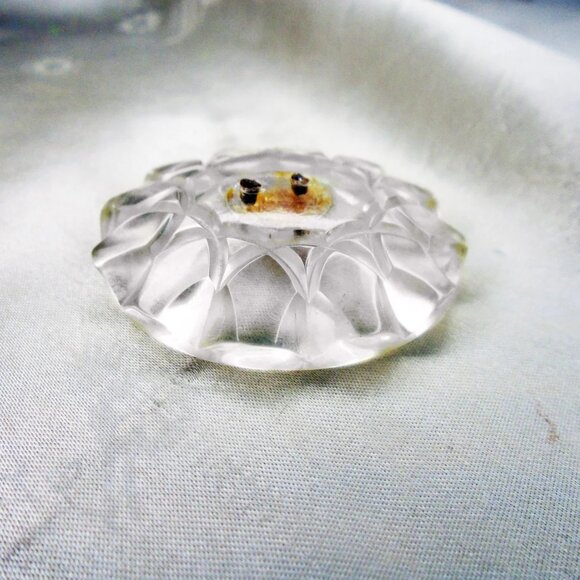 Big Vintage Carved Lucite Piece to Recycle or Upcycle _ Clear Mandala - Picture 8 of 12